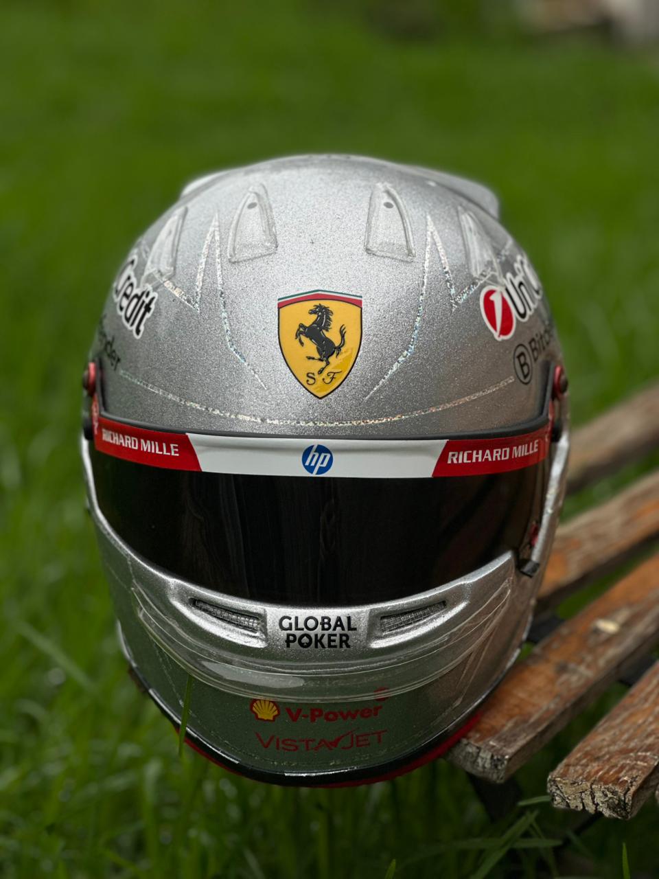 Ferrari Formula 1 Helmet Replica – Silver Edition | Handcrafted F1 Collectible