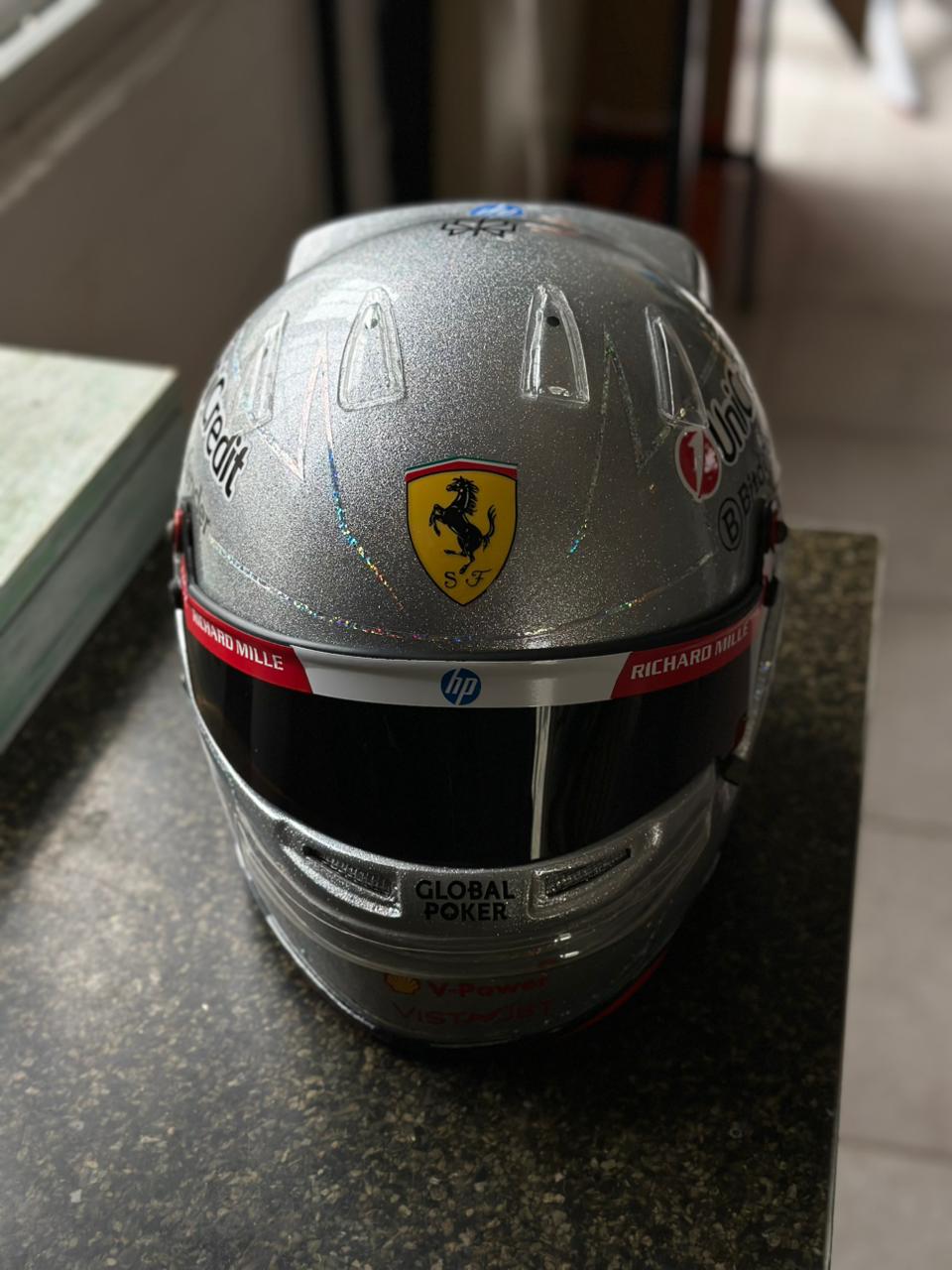 Ferrari Formula 1 Helmet Replica – Silver Edition | Handcrafted F1 Collectible