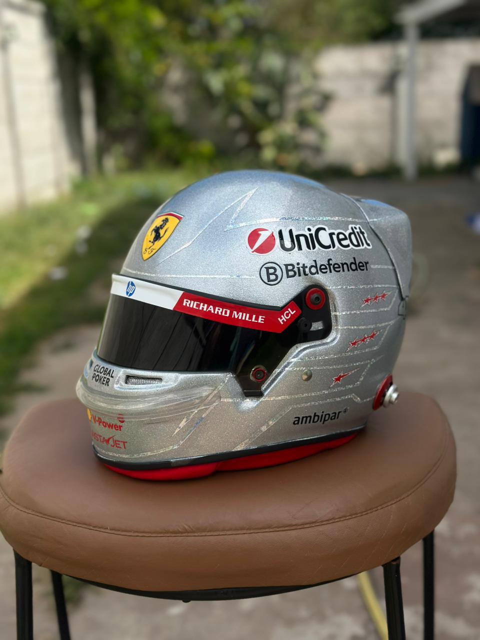 Ferrari Formula 1 Helmet Replica – Silver Edition | Handcrafted F1 Collectible
