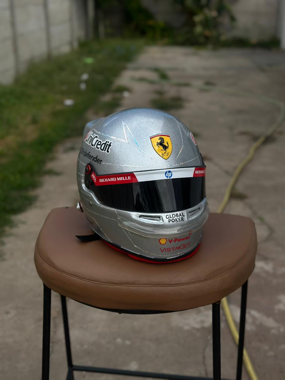 Ferrari Formula 1 Helmet Replica – Silver Edition | Handcrafted F1 Collectible