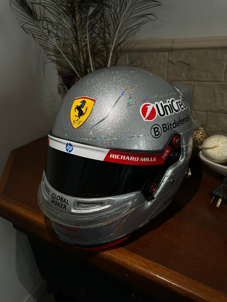 Ferrari Formula 1 Helmet Replica – Silver Edition | Handcrafted F1 Collectible