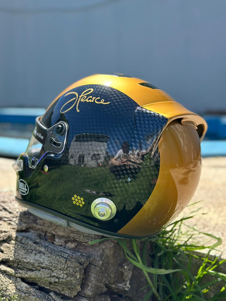 F1 Movie Prop Helmet Replica – Joshua Pearce (Damson Idris) Gold & Black Edition