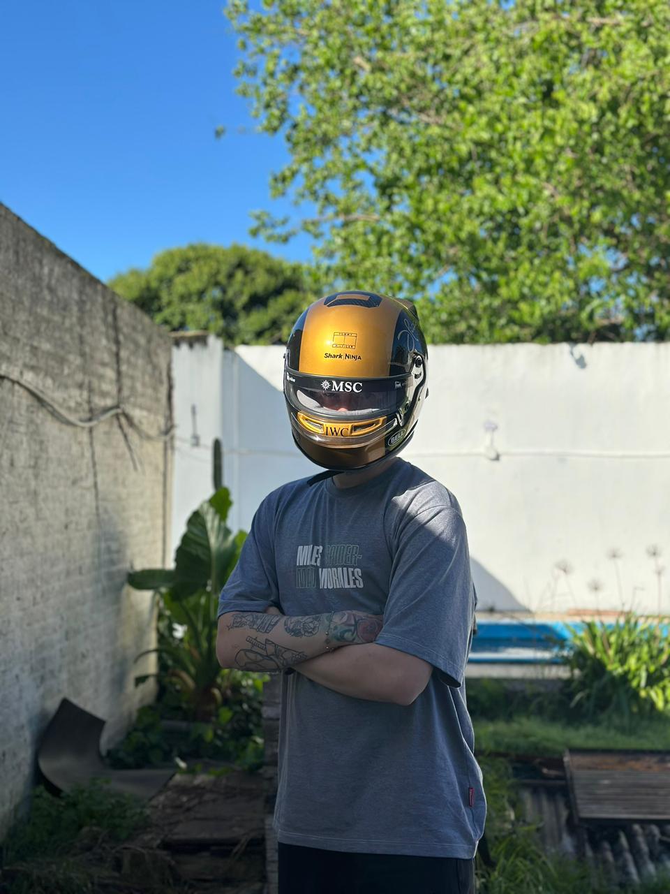 F1 Movie Prop Helmet Replica – Joshua Pearce (Damson Idris) Gold & Black Edition