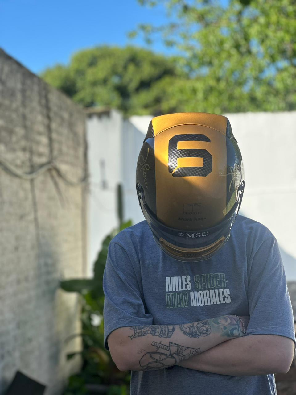 F1 Movie Prop Helmet Replica – Joshua Pearce (Damson Idris) Gold & Black Edition