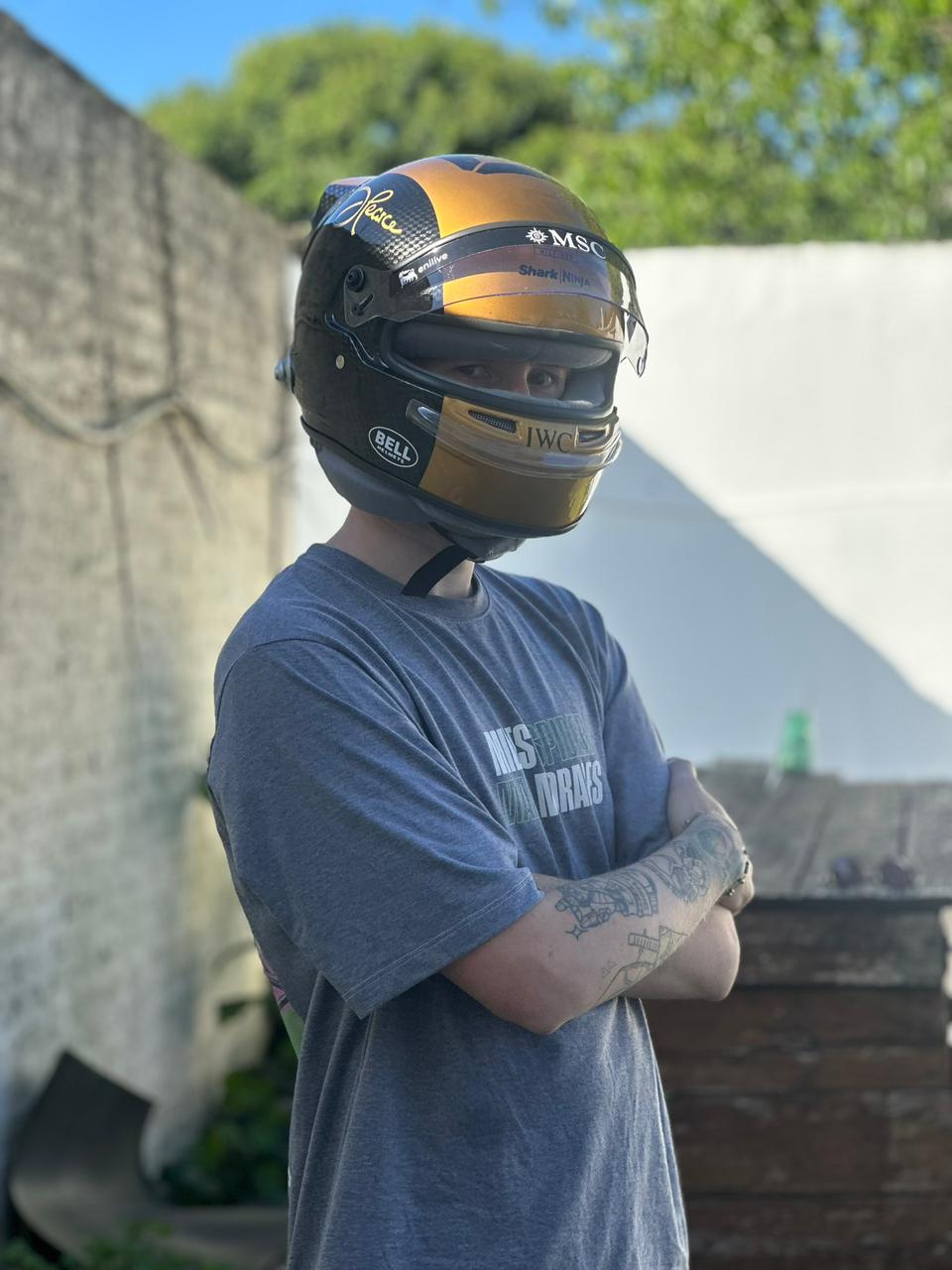 F1 Movie Prop Helmet Replica – Joshua Pearce (Damson Idris) Gold & Black Edition