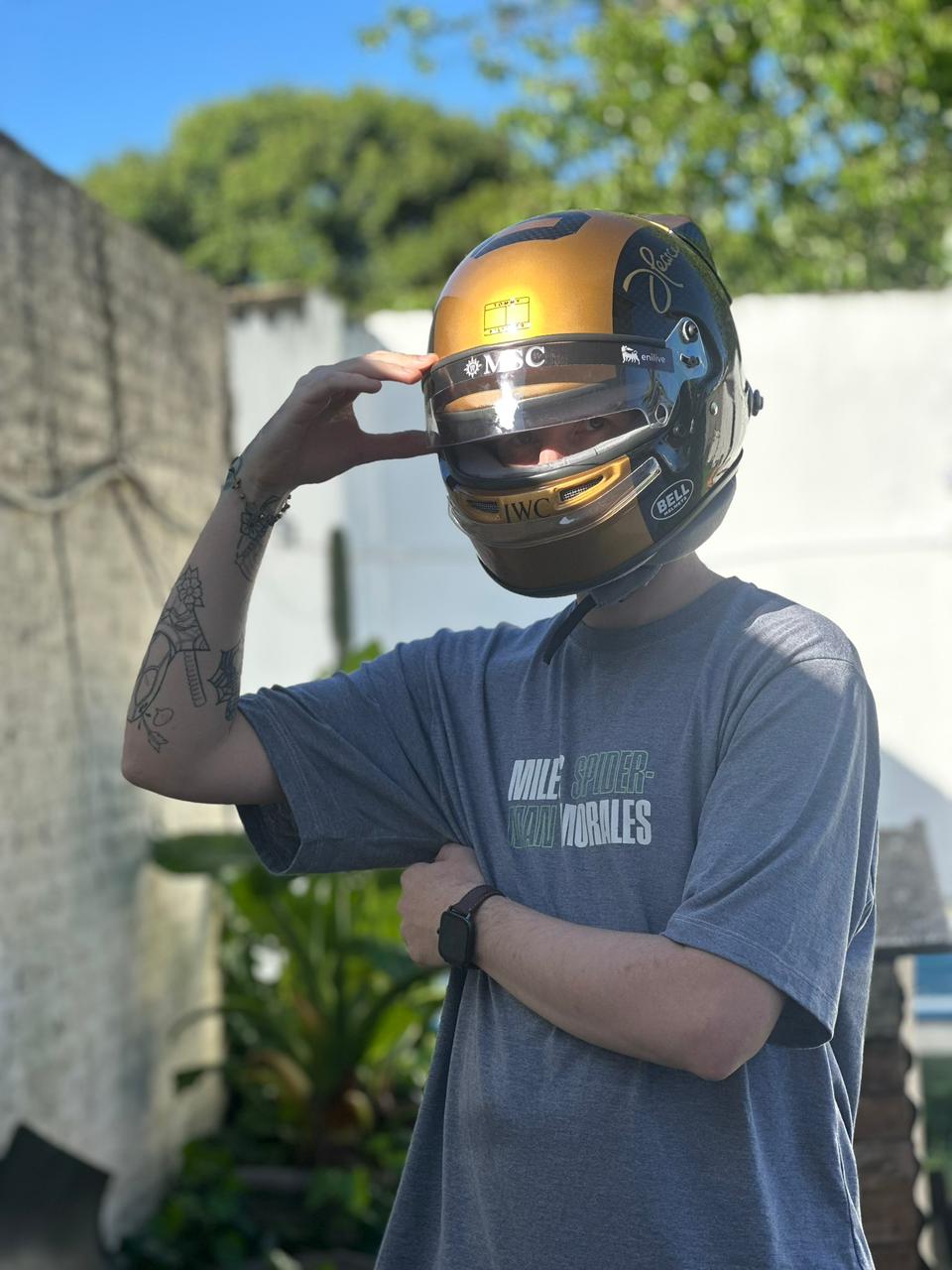 F1 Movie Prop Helmet Replica – Joshua Pearce (Damson Idris) Gold & Black Edition