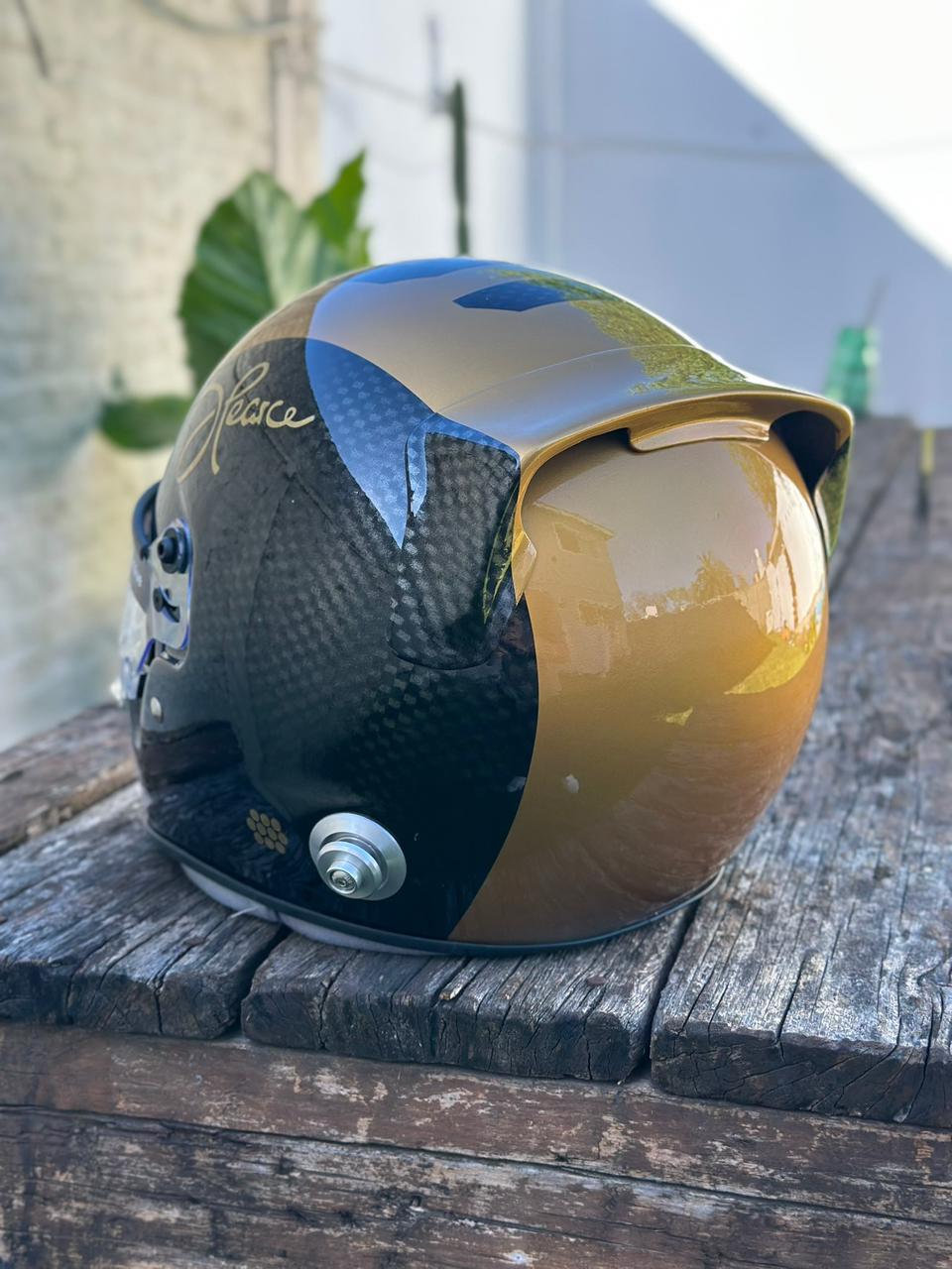 F1 Movie Prop Helmet Replica – Joshua Pearce (Damson Idris) Gold & Black Edition