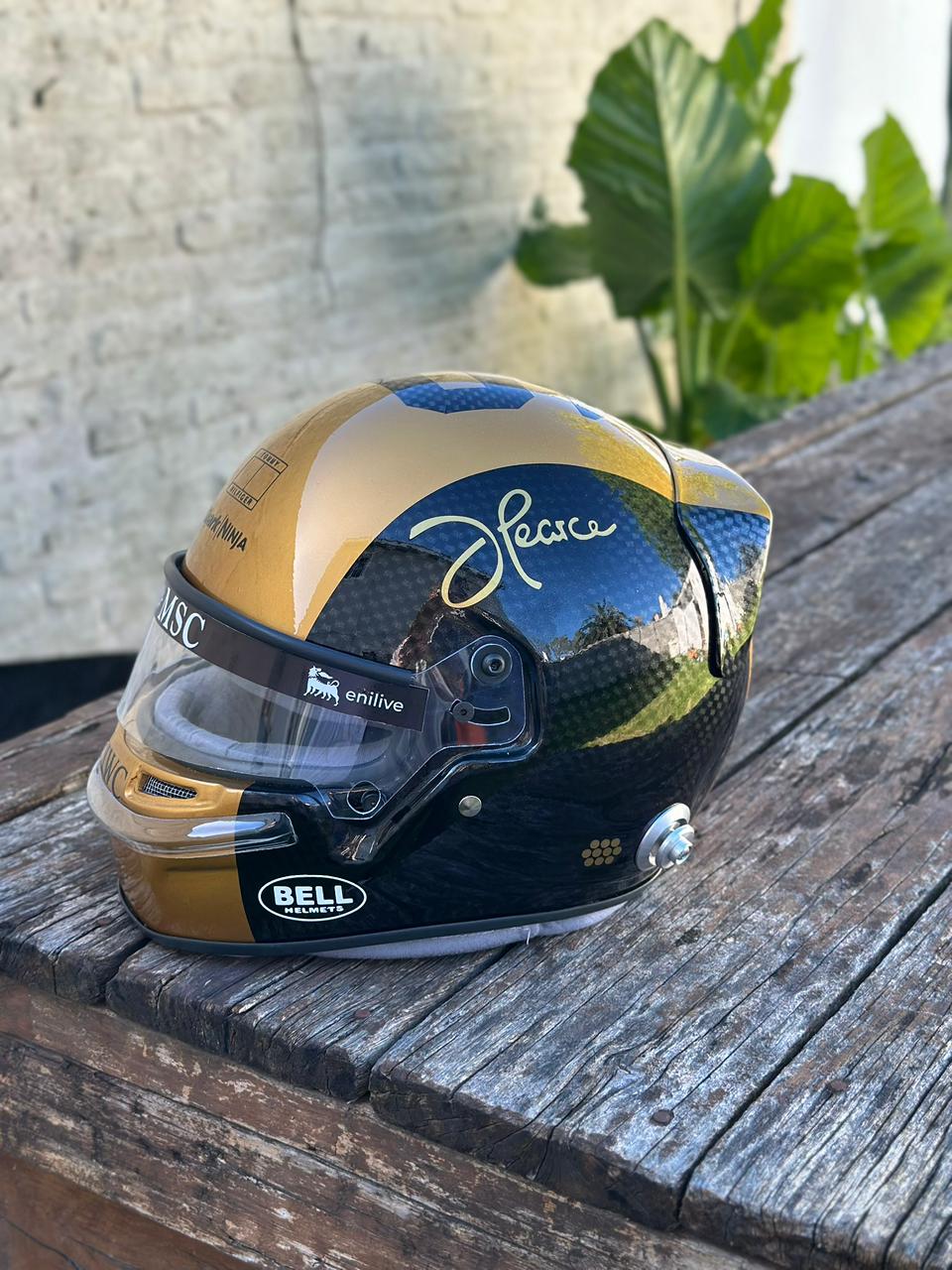 F1 Movie Prop Helmet Replica – Joshua Pearce (Damson Idris) Gold & Black Edition