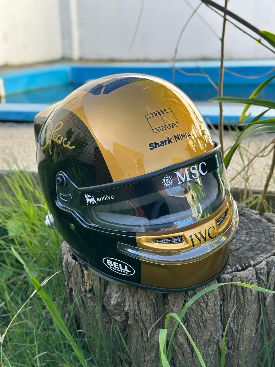 F1 Movie Prop Helmet Replica – Joshua Pearce (Damson Idris) Gold & Black Edition