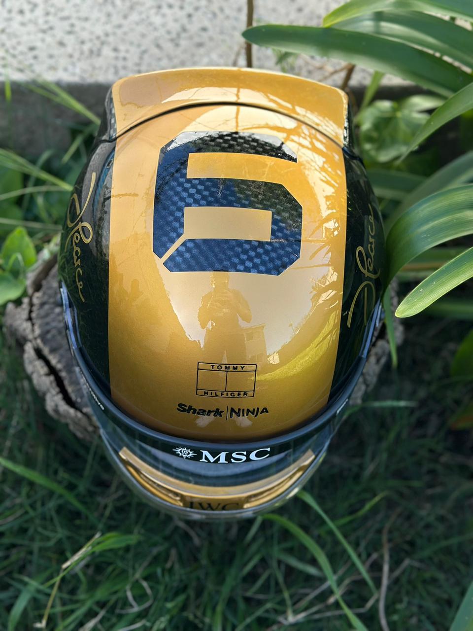 F1 Movie Prop Helmet Replica – Joshua Pearce (Damson Idris) Gold & Black Edition