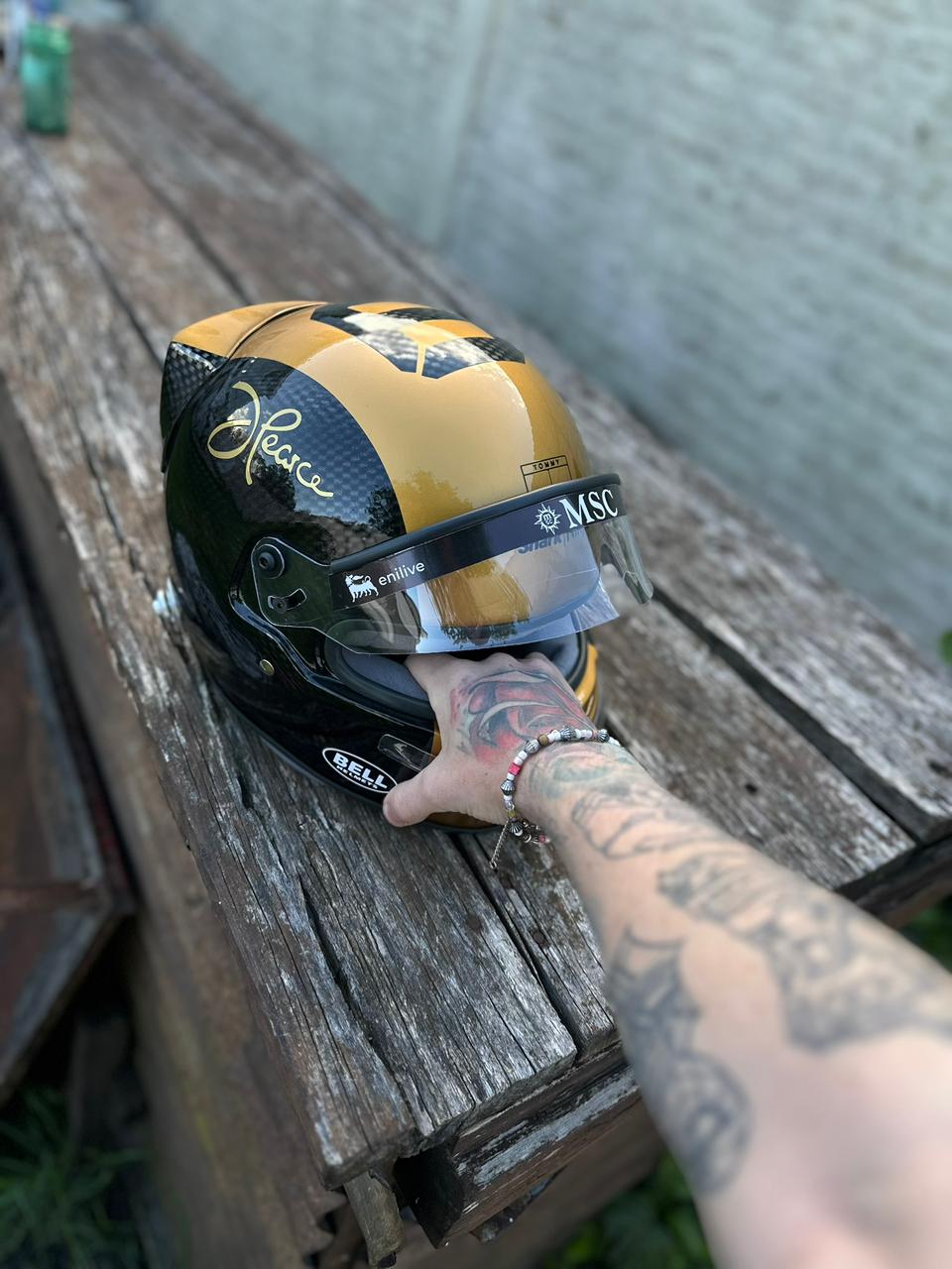 F1 Movie Prop Helmet Replica – Joshua Pearce (Damson Idris) Gold & Black Edition