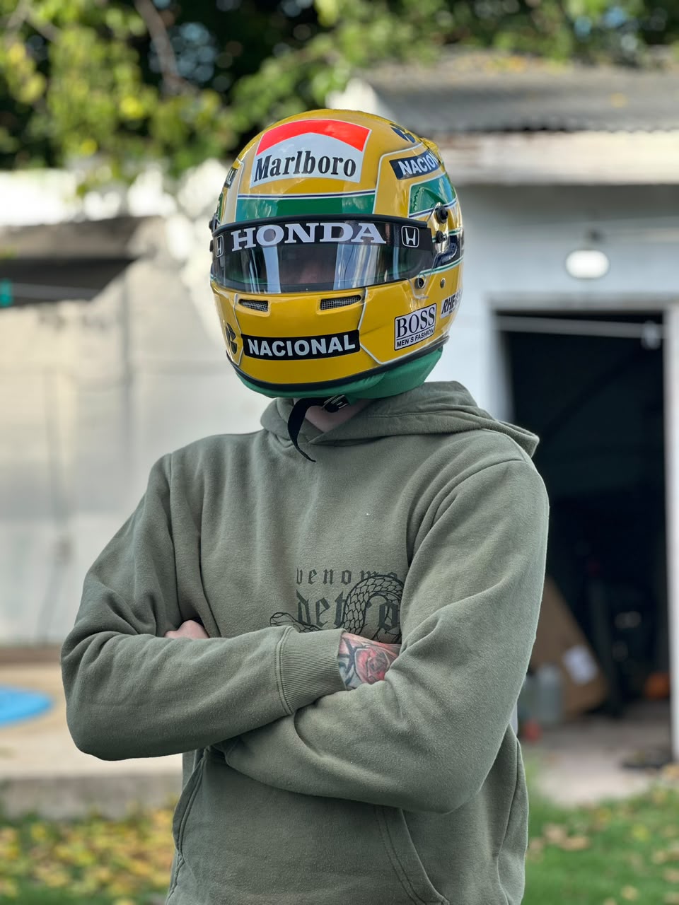 Ayrton Senna Honda Replica Helmet – Handcrafted Formula 1 Collectible