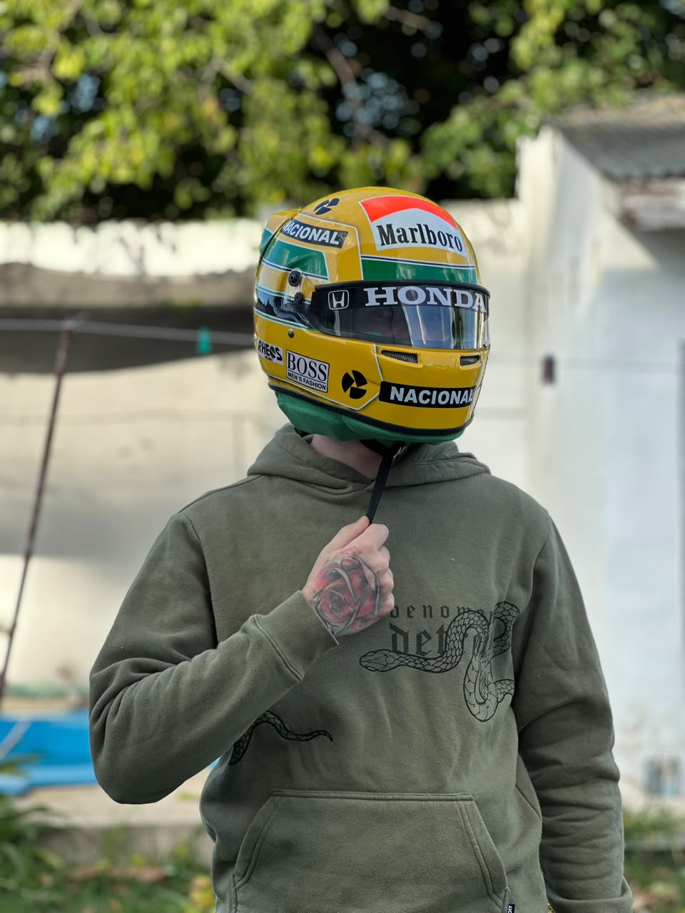 Ayrton Senna Honda Replica Helmet – Handcrafted Formula 1 Collectible