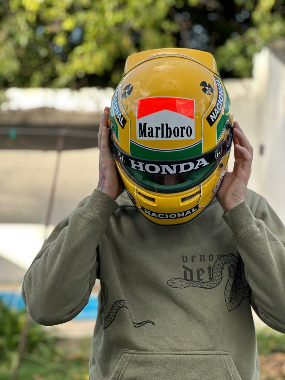 Ayrton Senna Honda Replica Helmet – Handcrafted Formula 1 Collectible