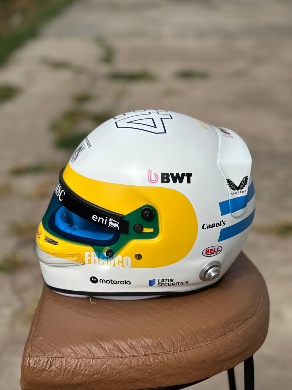 Franco Colapinto 2025 Full Scale Formula 1 Replica Helmet – Handmade Fiberglass Display Piece