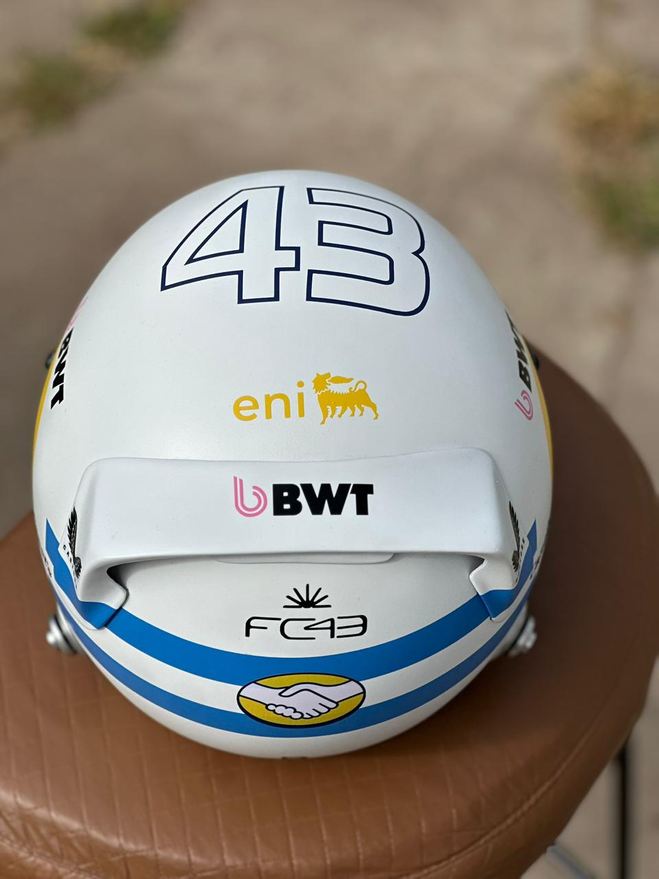 Franco Colapinto 2025 Full Scale Formula 1 Replica Helmet – Handmade Fiberglass Display Piece